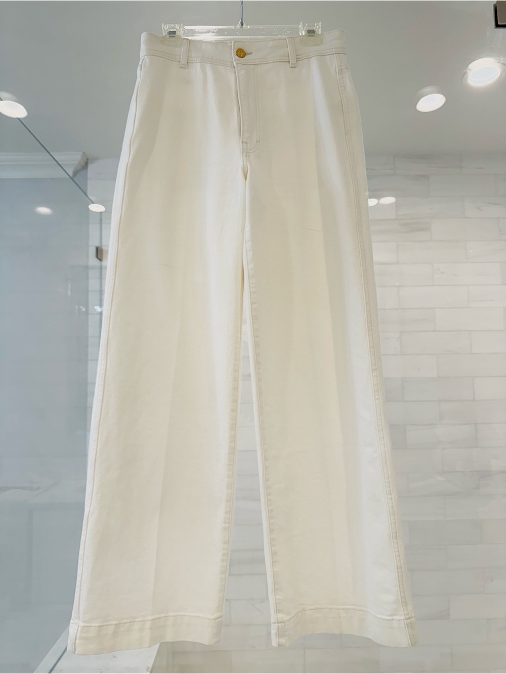H&M Women's Wide-Leg Jeans in Cream
